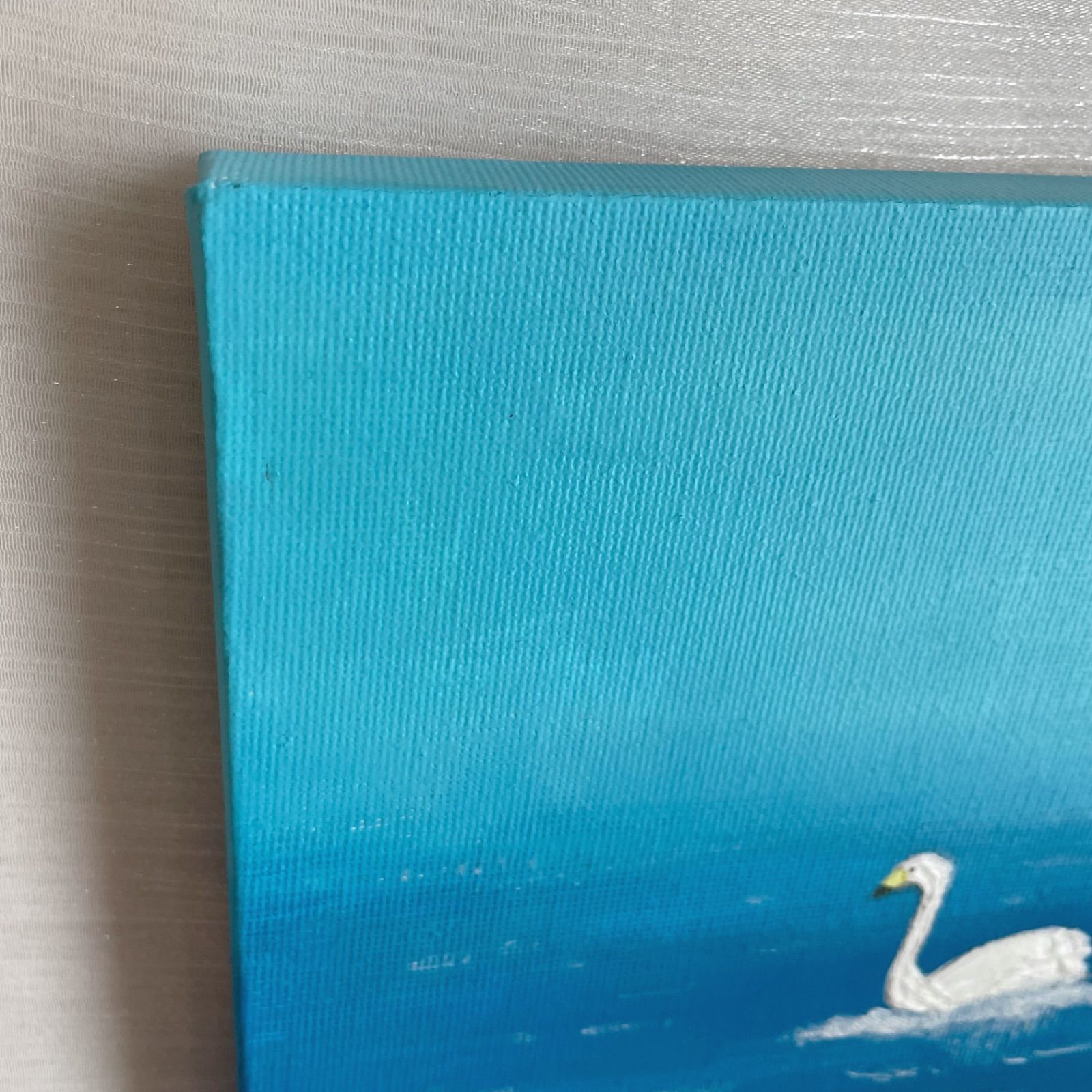 白鳥✴︎絵画 アクリル画 月 空 霧 癒し 風景 綺麗 可愛い ブルー 青