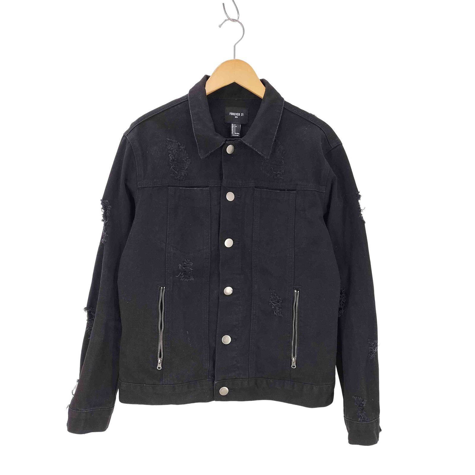 フォーエバー21 FOREVER 21 バックジップデザイン デストロイ デニムジャケット Y2K メンズ JPN：S 
