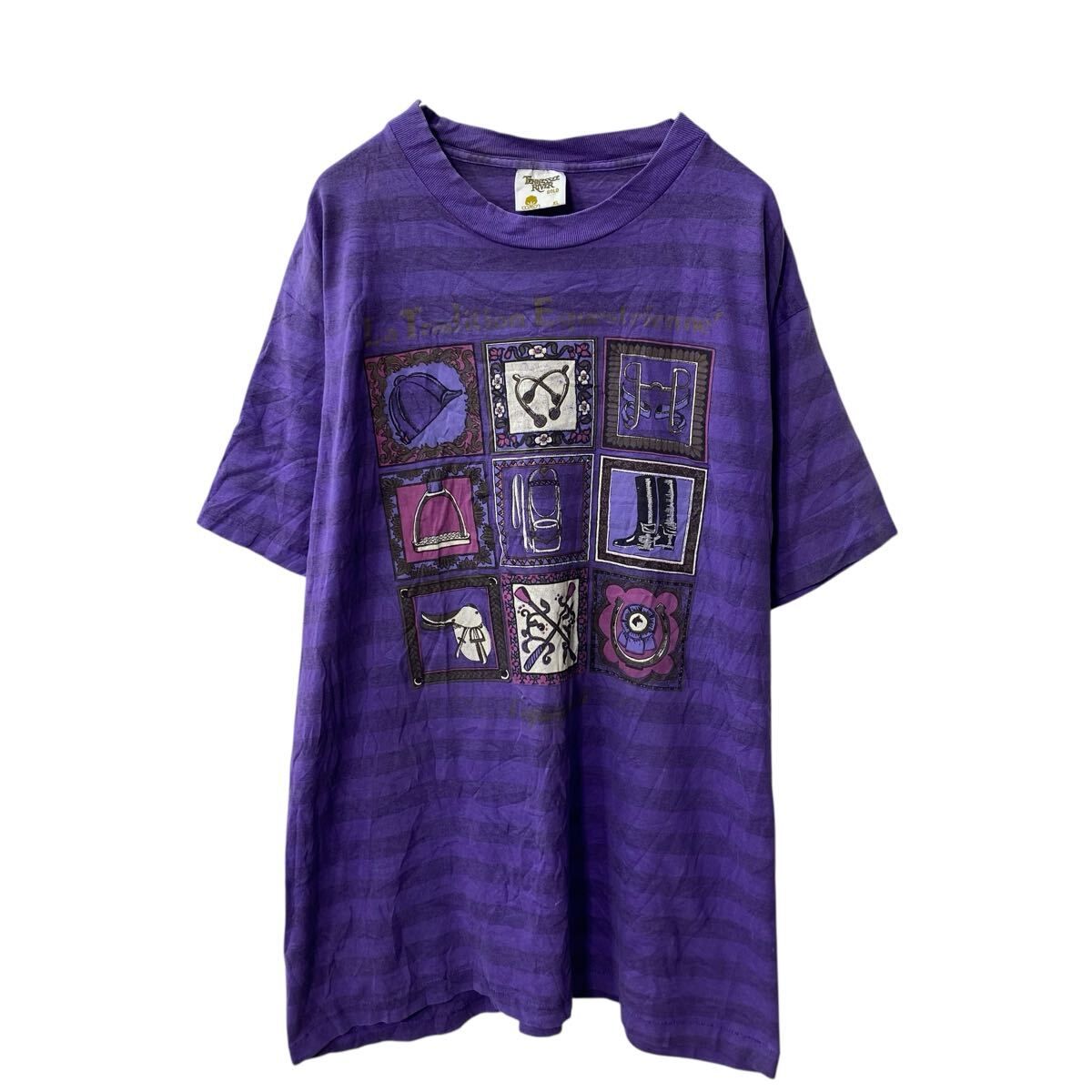 TENNESSEE RIVER 半袖 プリントTシャツ XL パープル ボーダー テネシー 