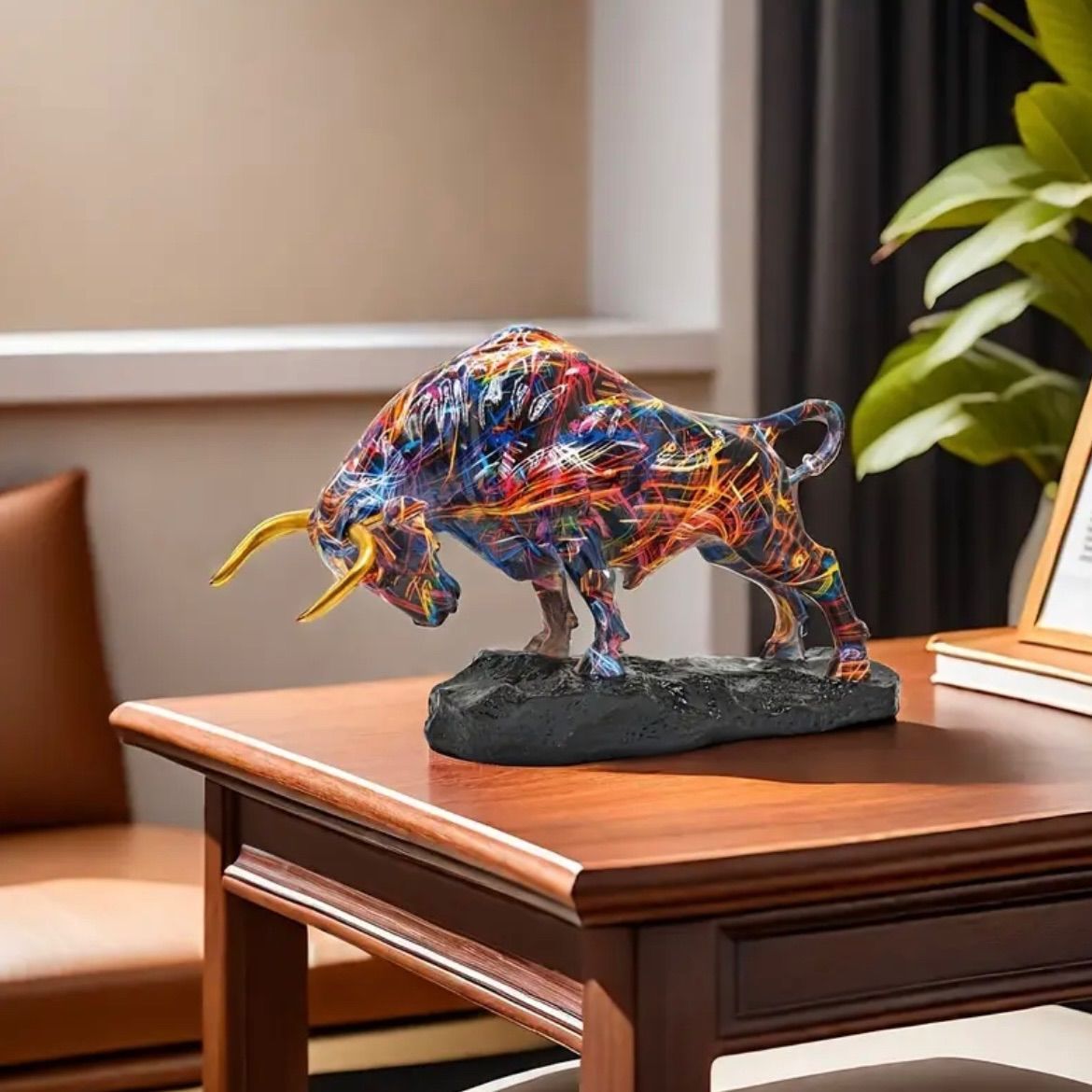 ブロンズ雄牛像 置物 レジン製 ウォールストリート風 勇気と富の象徴