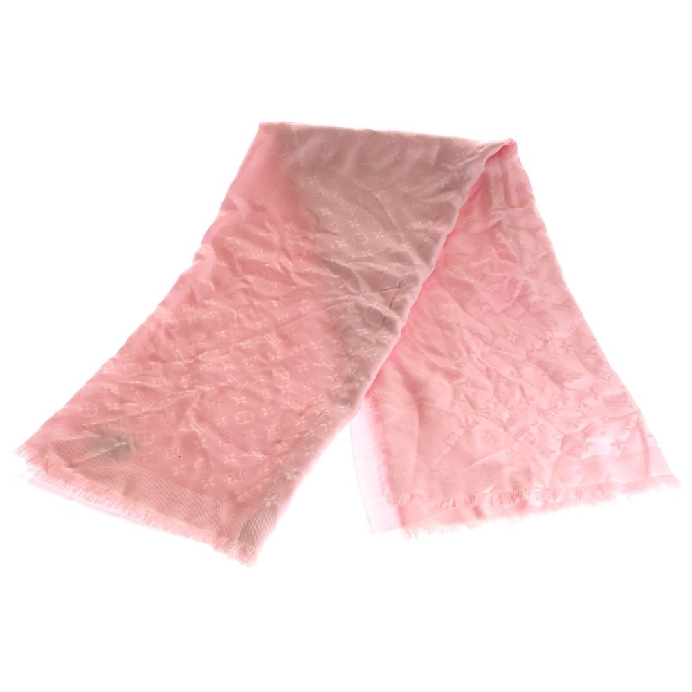 LOUIS VUITTON ルイヴィトン ショールモノグラム ストール ローズクレール シルク×ウール ピンク M76632