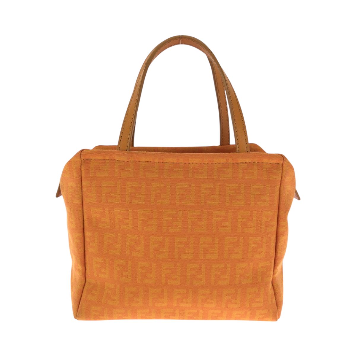 美品 FENDI フェンディ ズッキーノ オレンジ シルバー金具 キャンバス 
