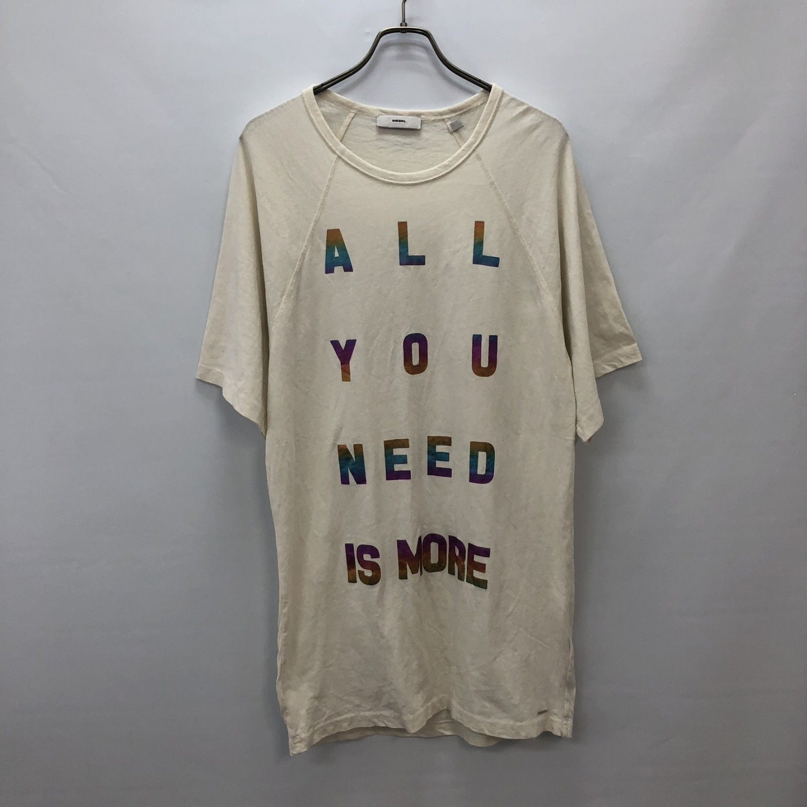DIESEL ディーゼル 半袖Tシャツ Tシャツ 半袖トップス トップス ロゴT ロング丈Tシャツ XS 白系