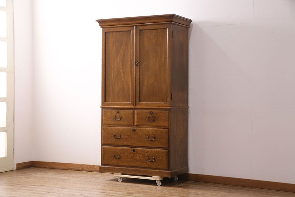 ワードローブ 昭和レトロ アンティークナラ無垢 洋服箪笥