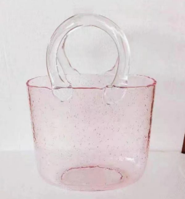 ガラスのカバン 花瓶 北欧 おしゃれ 金魚鉢にもなる フラワーアレンジメント クリアガラス フラワーベース 観葉植物 花器 - メルカリ