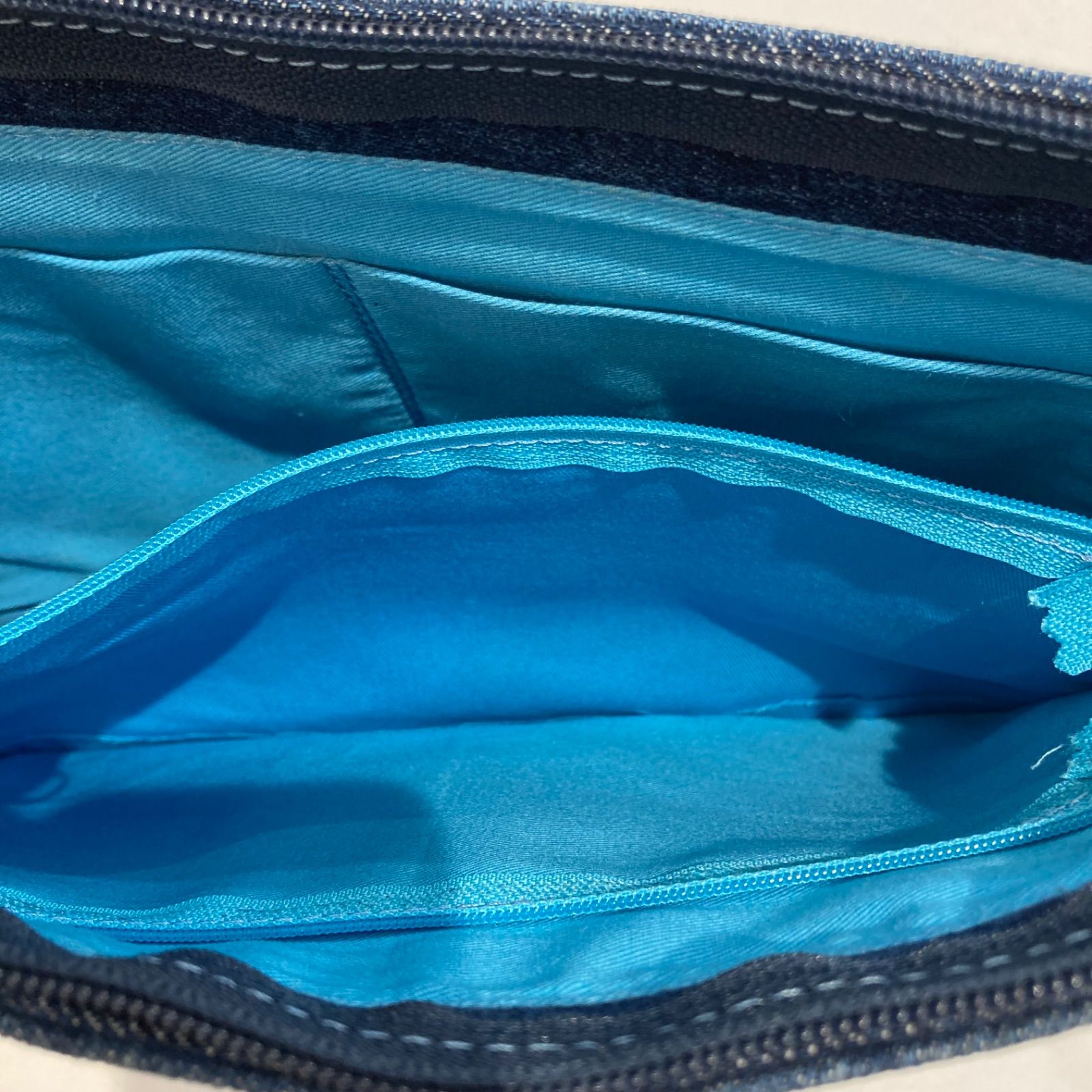 ichinoi イチノイ 京都一の井 リメイクデニム ショルダーバッグ パッチワーク ロゴ入り 参考定価¥38500 ブルー レッド レディース ゴーゴー古着マルイ草加店2250