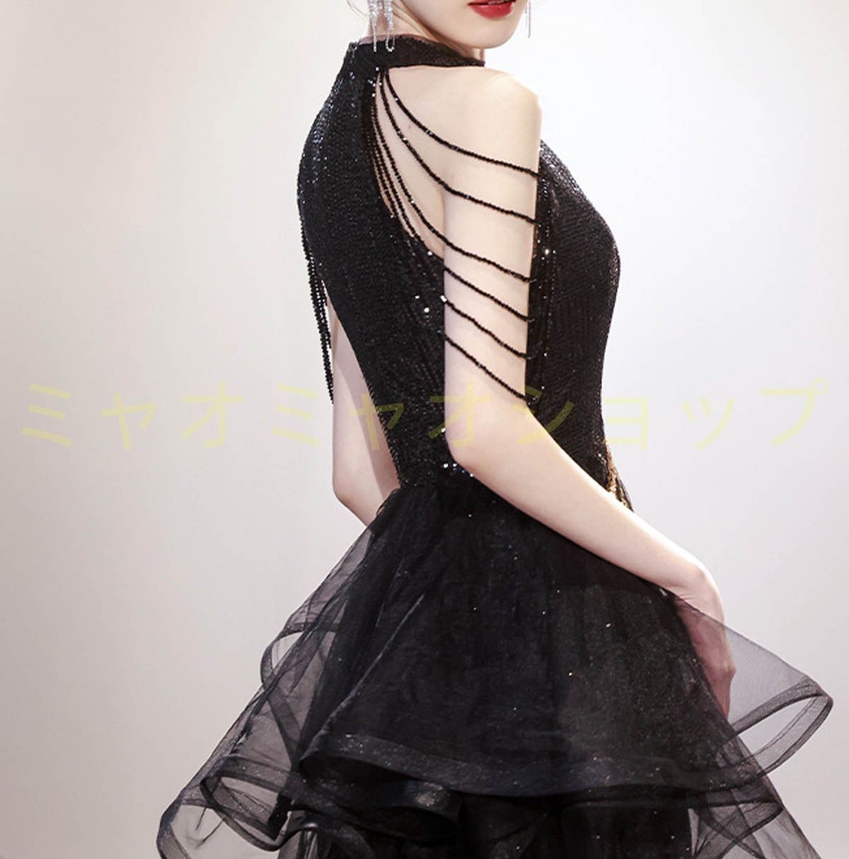 ドレス パーティードレス イブニングドレス フォーマル カクテルドレス コンサート ブラック マーメイドドレス 袖なし ホルダーネック タイトドレス 刺繍 黒 ゴールド刺繍 チャイナ風 大人 1312 MAAHADDERANG_COM