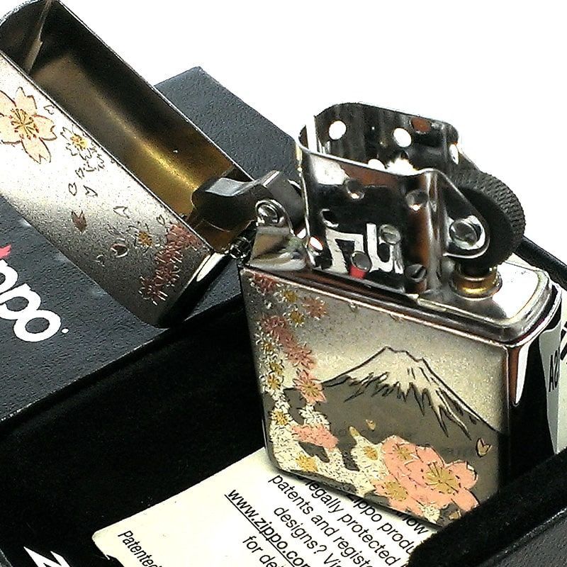 ジッポ 和柄 桜富士 ZIPPO ライター シルバー 富士山 桜 日本 和風