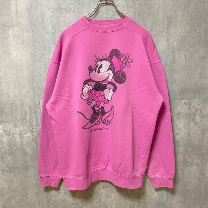 古着 90s USA製 ディズニー 希少 ミニーマウス スウェット ピンク