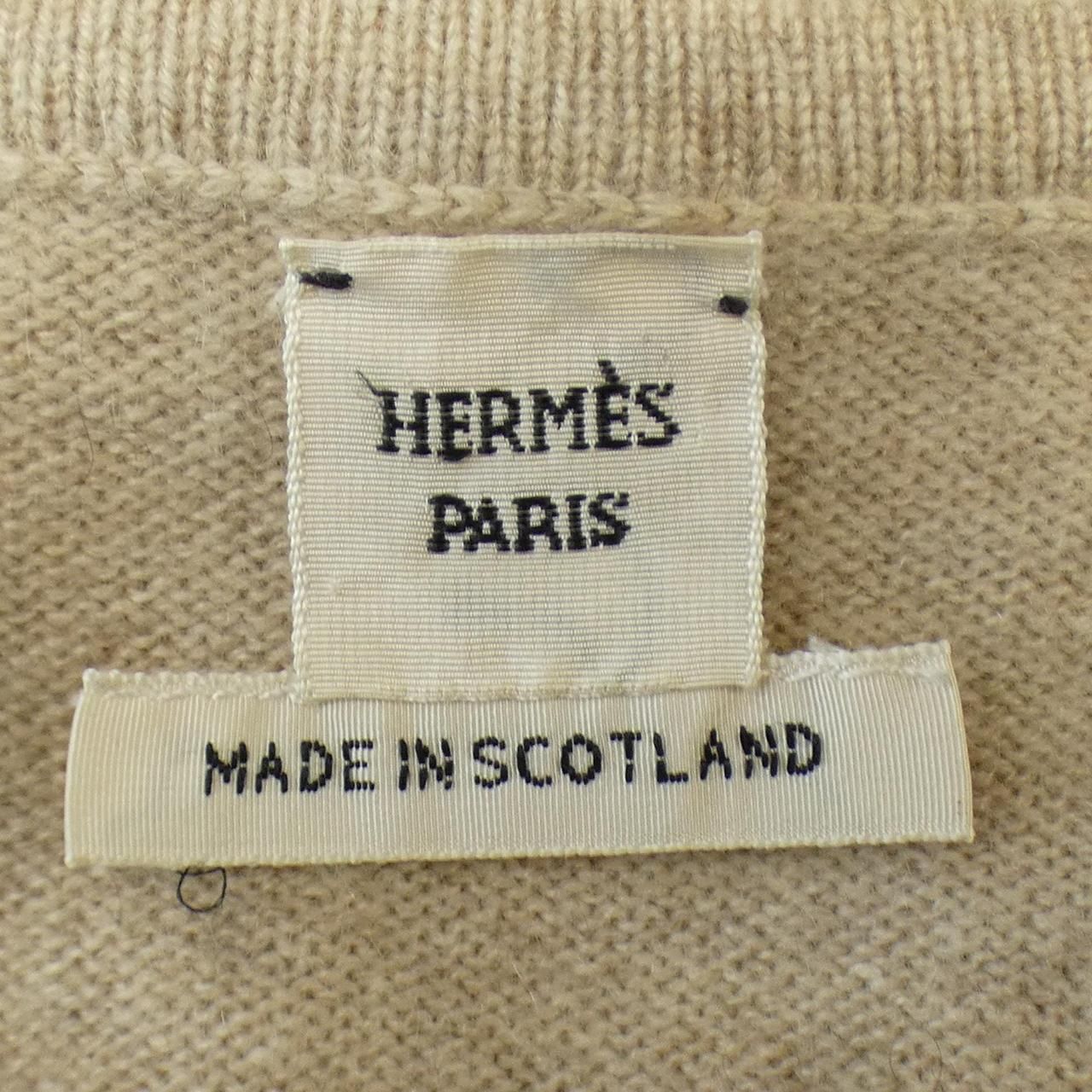 HERMES◆カーディガン(厚手)/34/カシミア/GRN/総柄/17-7711 HERMES(エルメス) / ロングカーディガン(厚手)/34/カシミア
