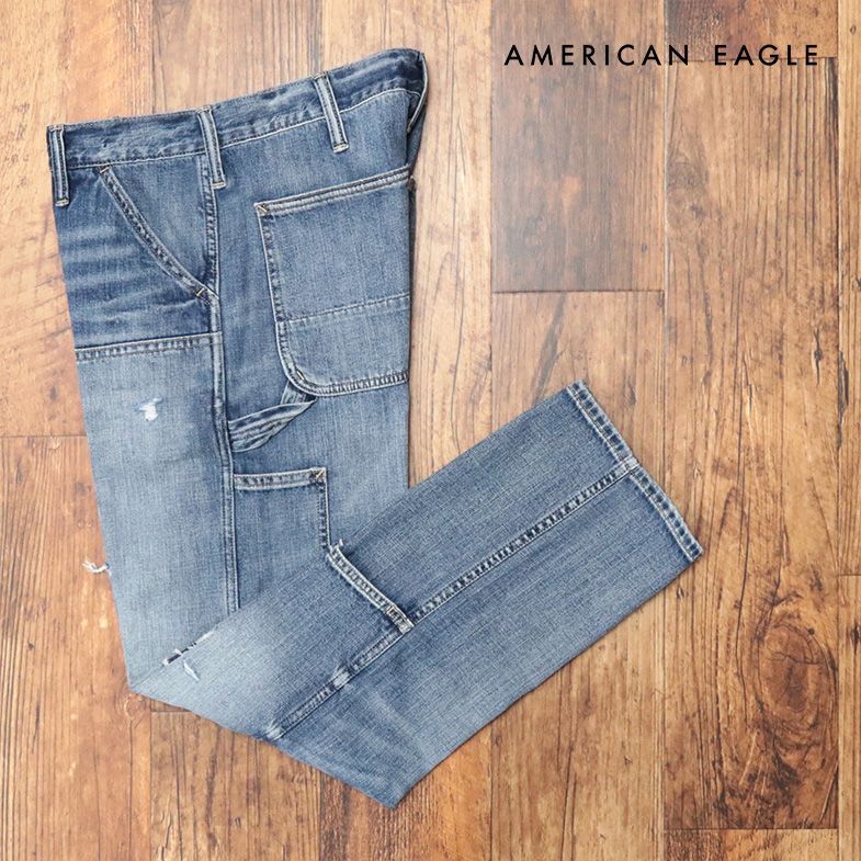 AMERICAN EAGLE/33インチ/ペインター デニムパンツ 0122-3038 ダメージ パッチワーク ワイルド 新品/青/ブルー/ih311/