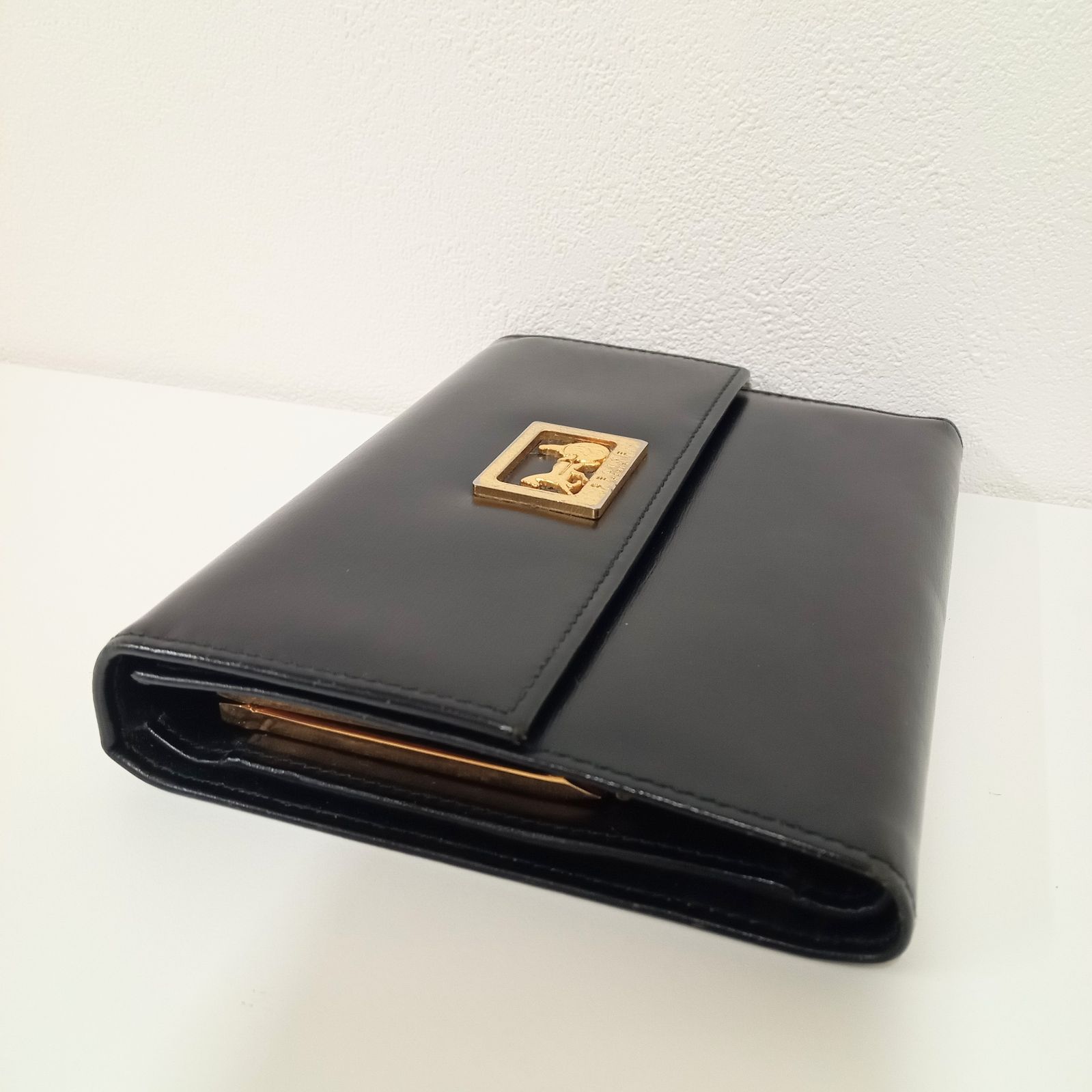 希少】オールドセリーヌ 3つ折り財布 がま口 馬車金具 レザー 