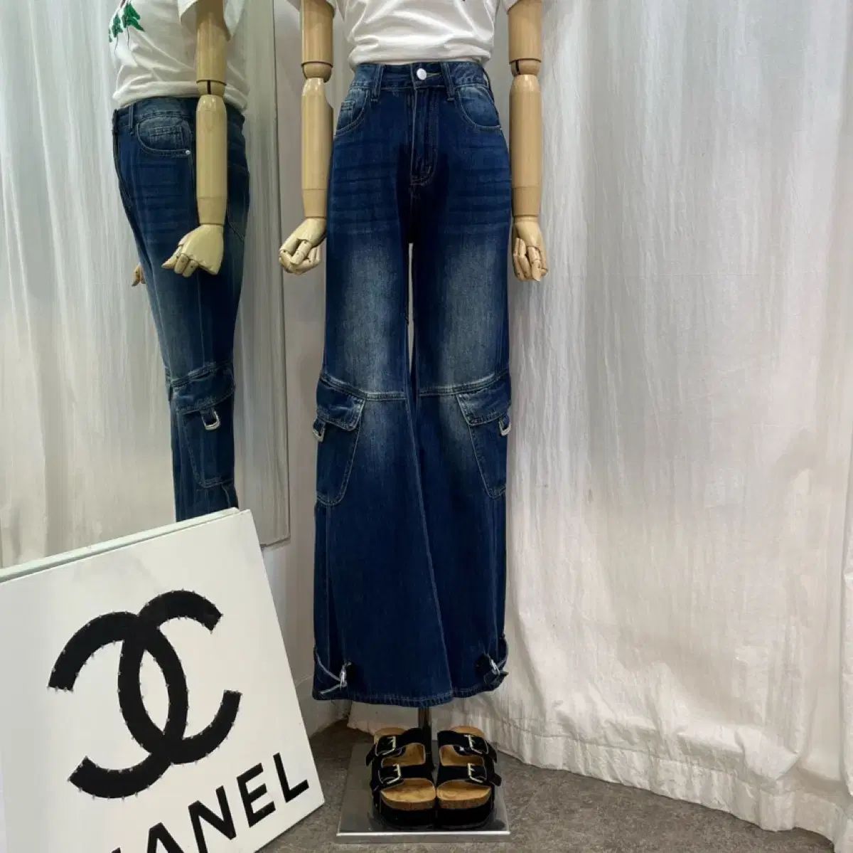 ハイウエスト カーゴパンツ ブーツカットパンツ ベルト付きパンツ デニムパンツ サマージーンズ
