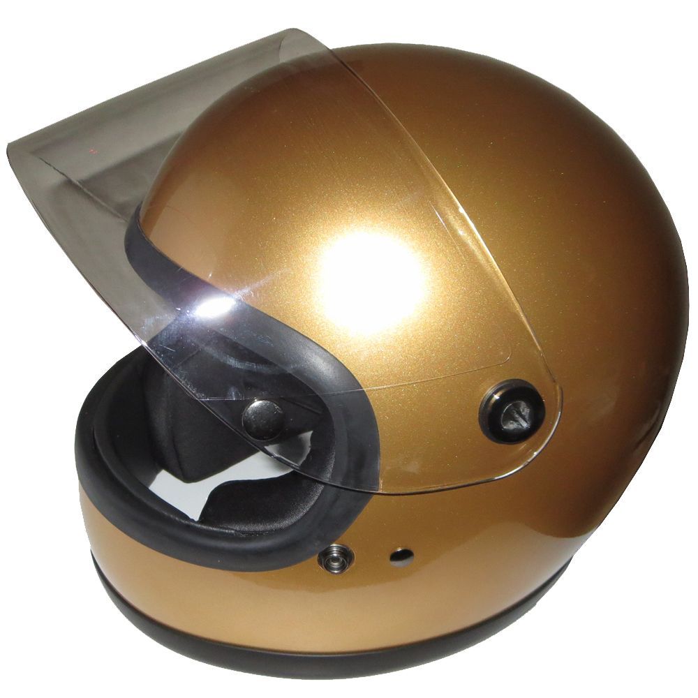 半価通販ZK-540 フルフェイスヘルメット（ゴールド）クリアーシールド付属 全排気量対応 フリーサイズ 昭和レトロ 旧車 族ヘル 70年代デザイン フリーサイズ