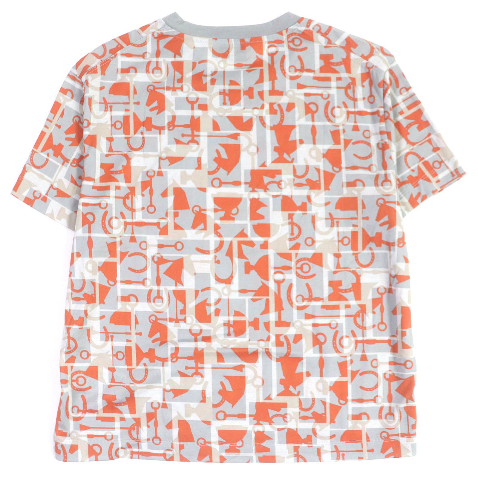 極美品□HERMES エルメス 20SS コットン100％ 馬 ホース総柄 クルー 