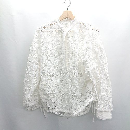 ⊂ GARAGE OF GOOD CLOTHING ラインスリーブ 長袖 レースブラウス サイズ表記なし ホワイト レディース E 1502180066115