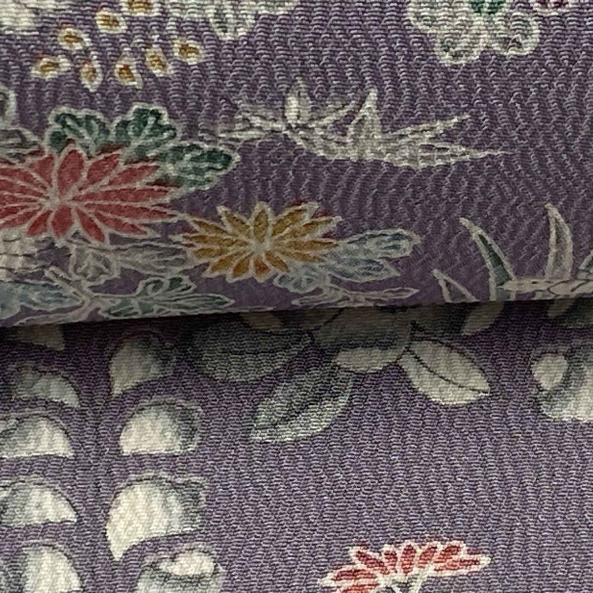 反物 売り払っ 秀品 小紋 家屋 松竹梅 灰紫 正絹 【中古】 