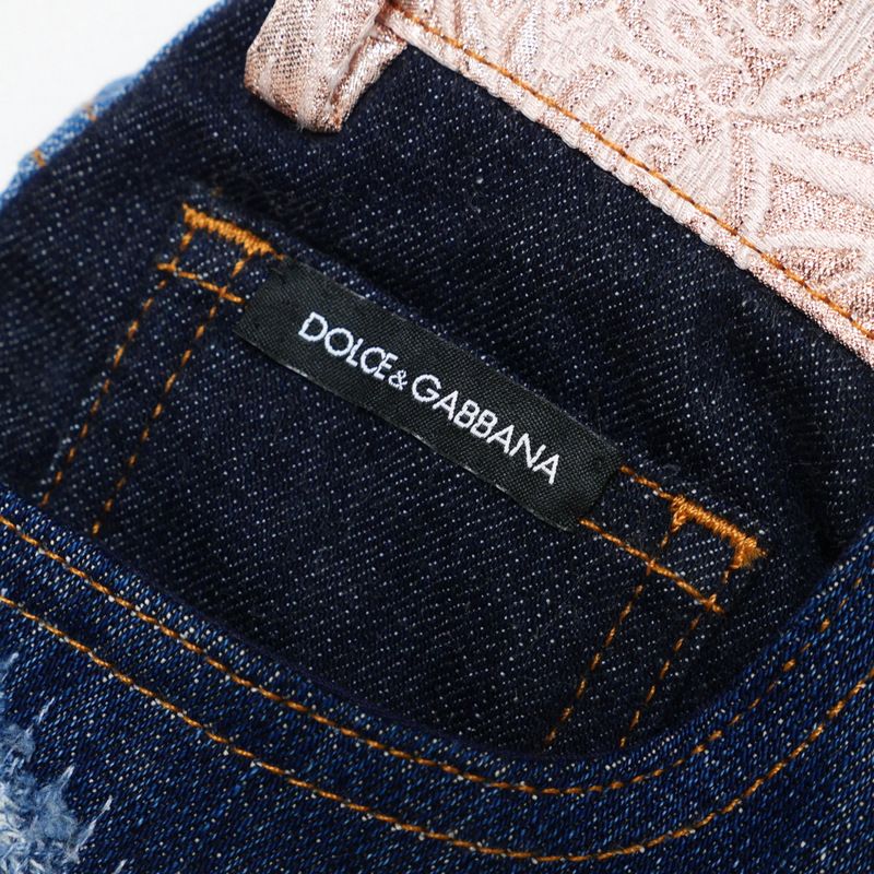 DOLCE&GABBANA デニムテーラードジャケット レオパード イタリア製 ドルチェアンドガッバーナ デニムジャケット レオパード サイド