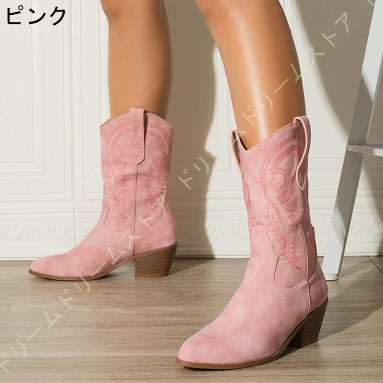 チャンキーヒール ミドルブーツ