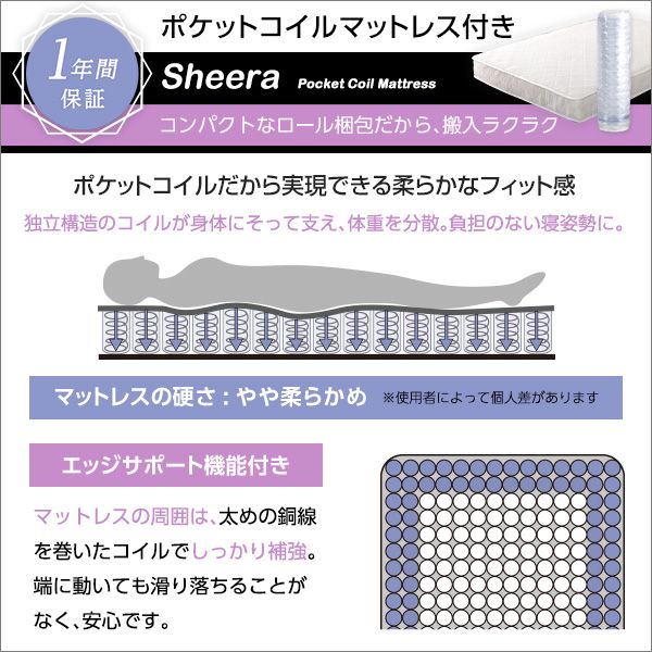 ポケットコイルロールマットレス付き