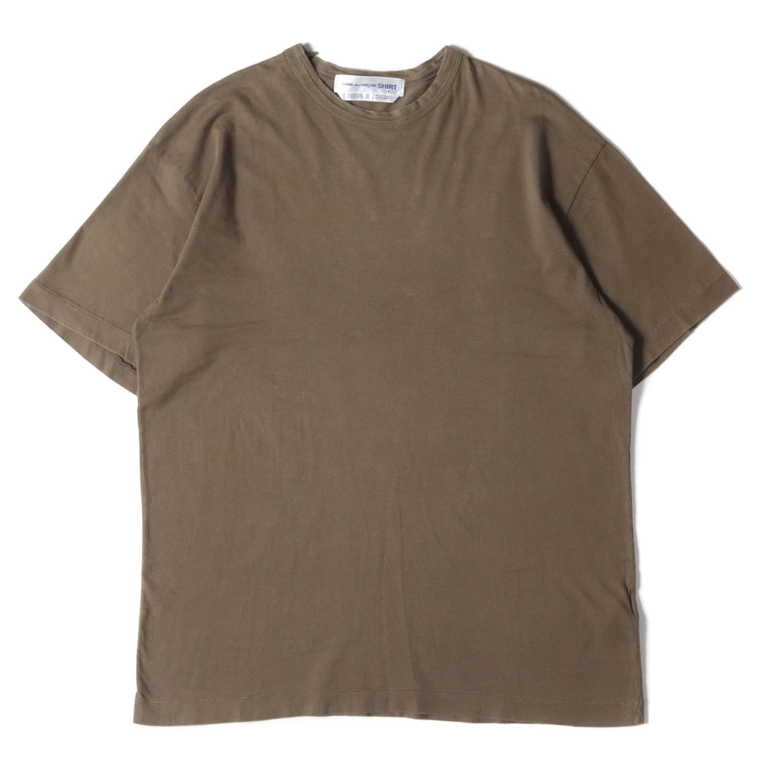 COMME des GARCONS コムデギャルソン Tシャツ サイズ:M 90s バックネック ロゴ クルーネック Tシャツ 半袖 無地 SHIRT シャツ アーカイブ カーキ トップス カットソー シンプル ブランド