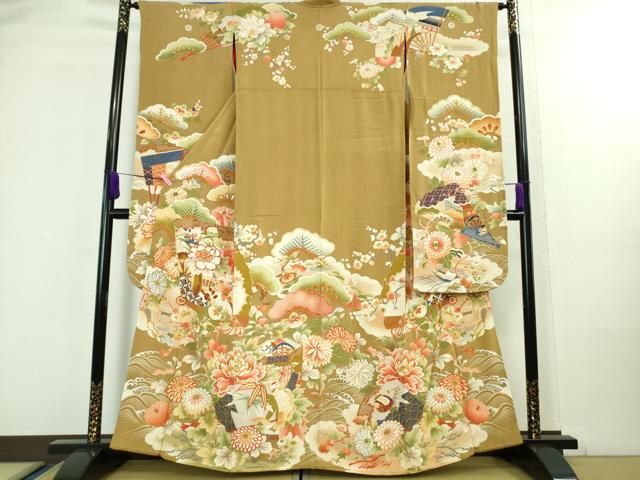 平和屋着物□極上 アンティーク 大正ロマン 振袖 駒刺繍 立波