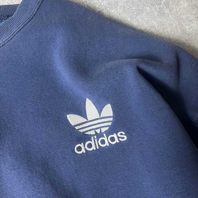90s USA製 adidas トレフォイル ロゴ 刺繍 スウェット トレーナー XL