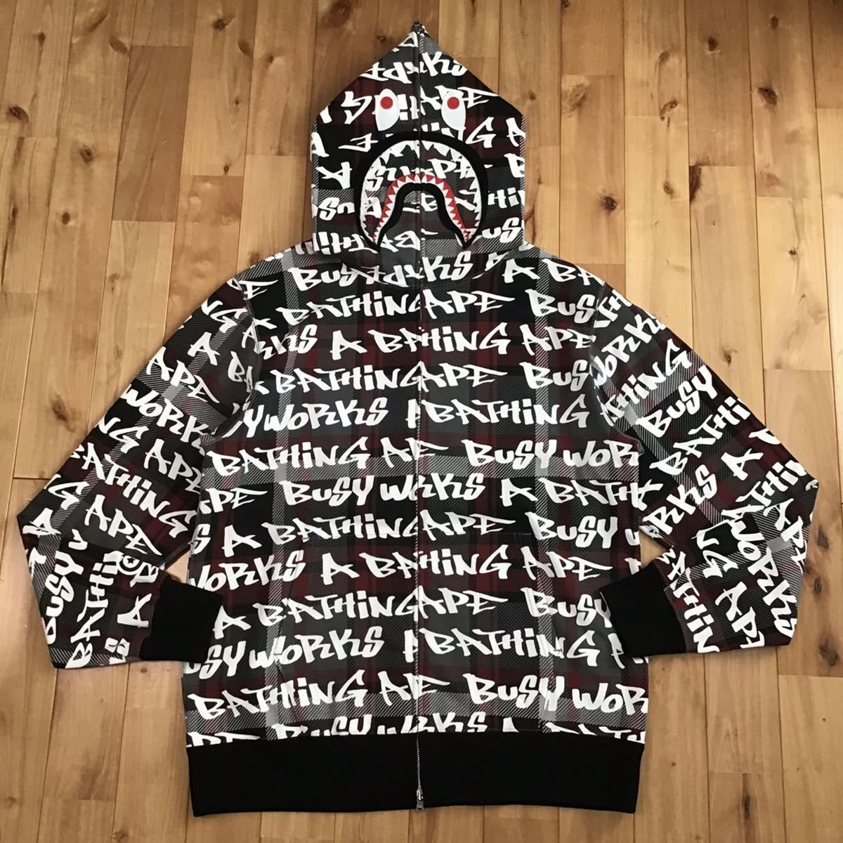 ☆新品☆ 2XL GRAFFITI CHECK shark full zip hoodie a bathing ape