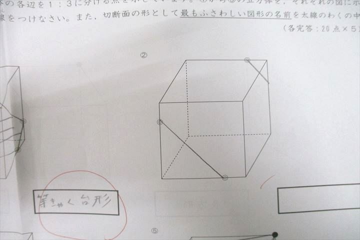 サピックス 立体切断確認テスト（まとめ-切断面の形-プリント付き 