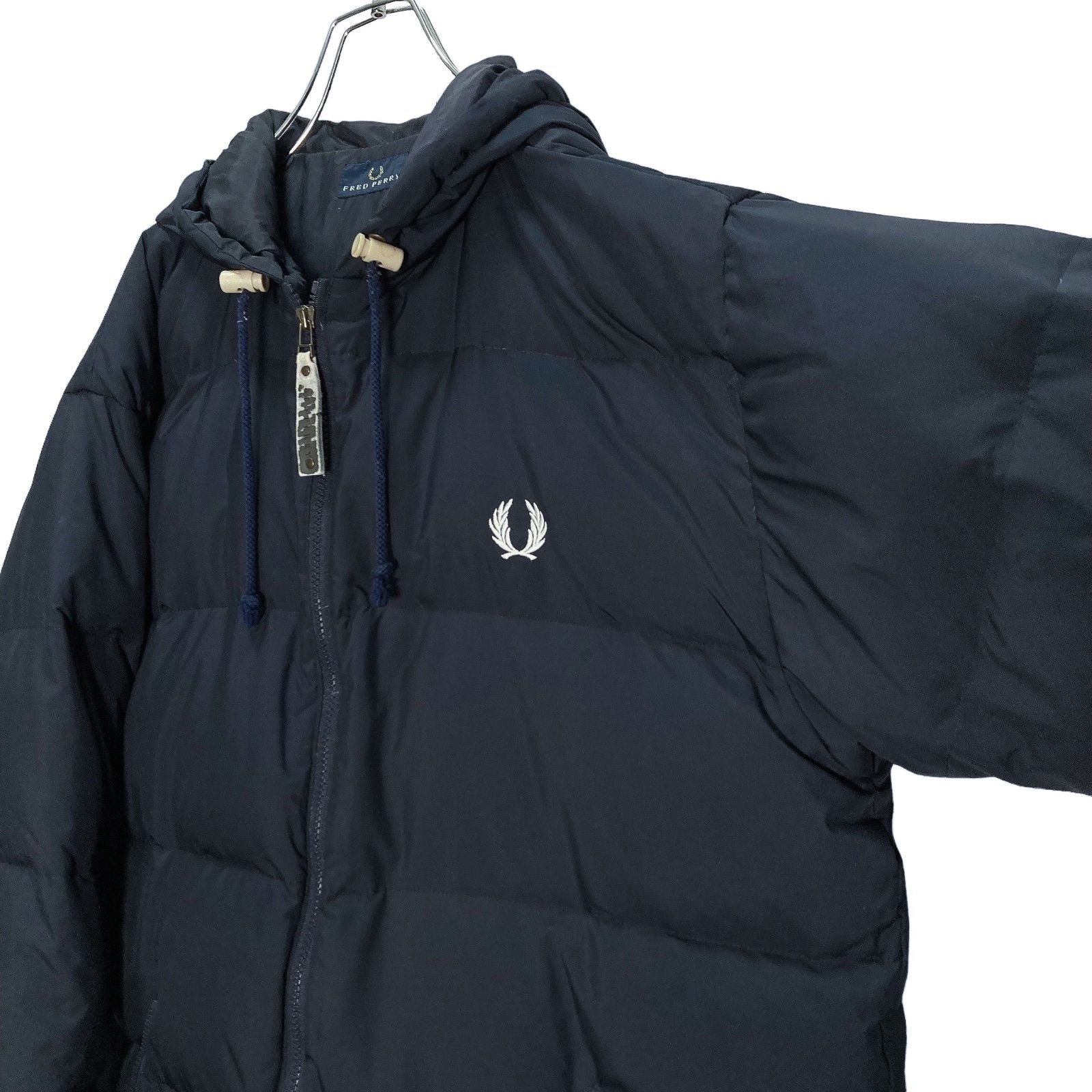 90s FRED PERRY hooded long down jacket - メルカリ
