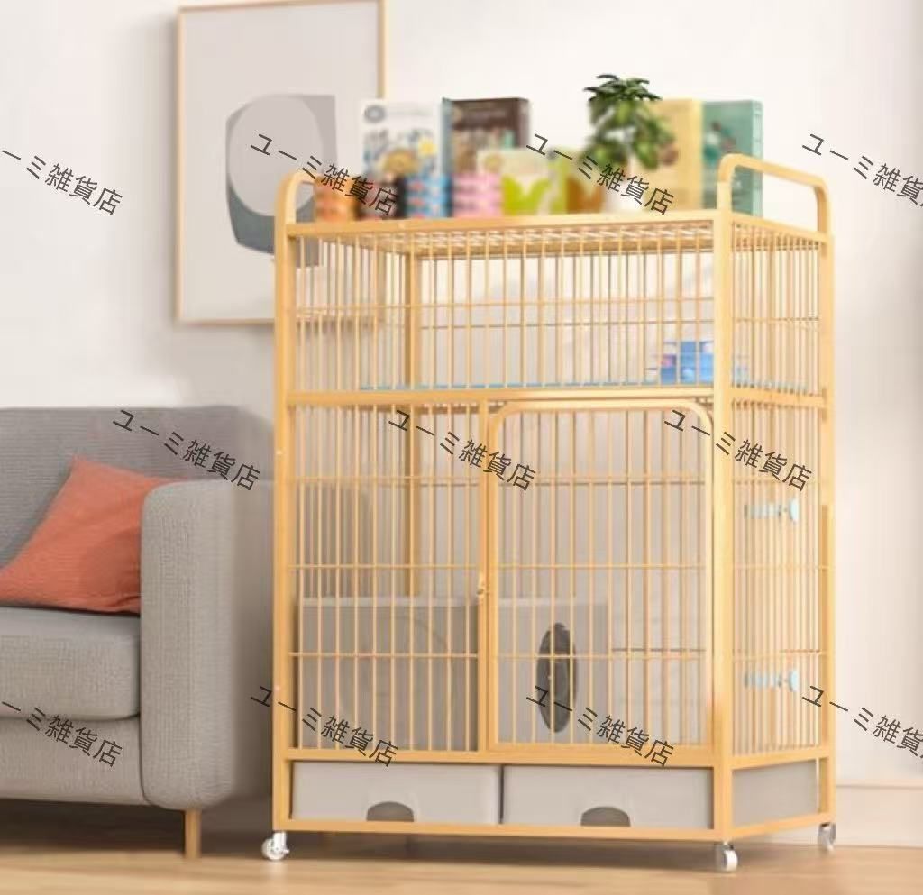 大型猫ケージ 3|4 段猫用コンドミニアム 多機能猫ハウス 上部収納ラック 密閉式トイレボックス付き 1～3 匹の猫用 83x59x126cm