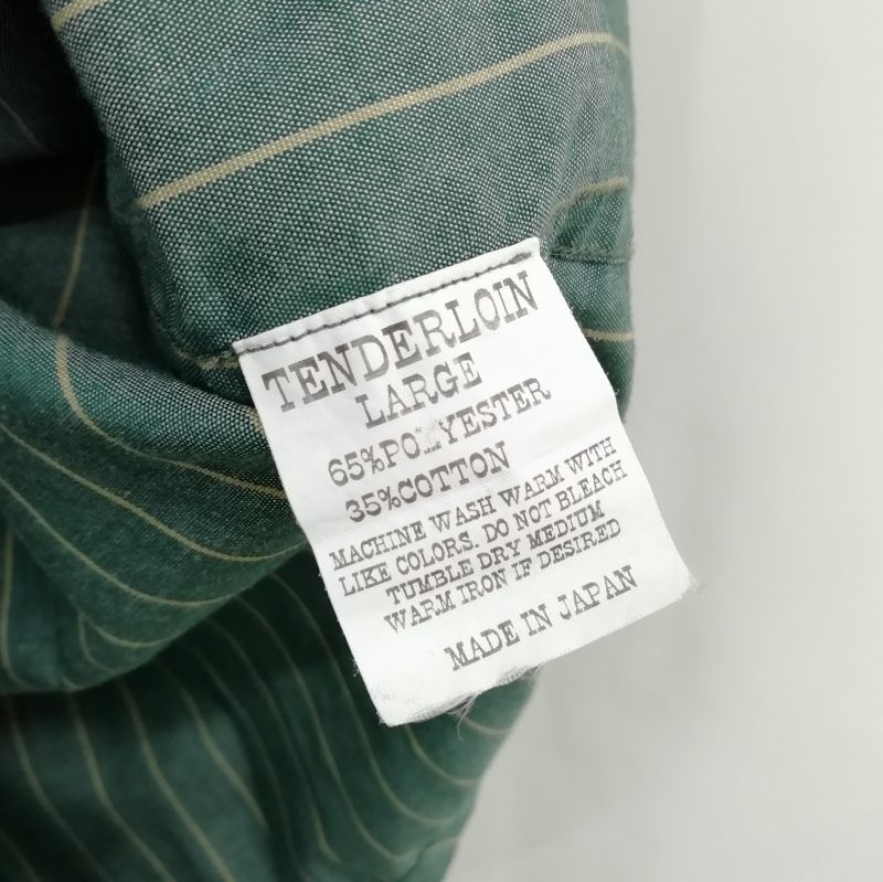 テンダーロイン TENDERLOIN ストライプ ワーク シャツ ロゴワッペン