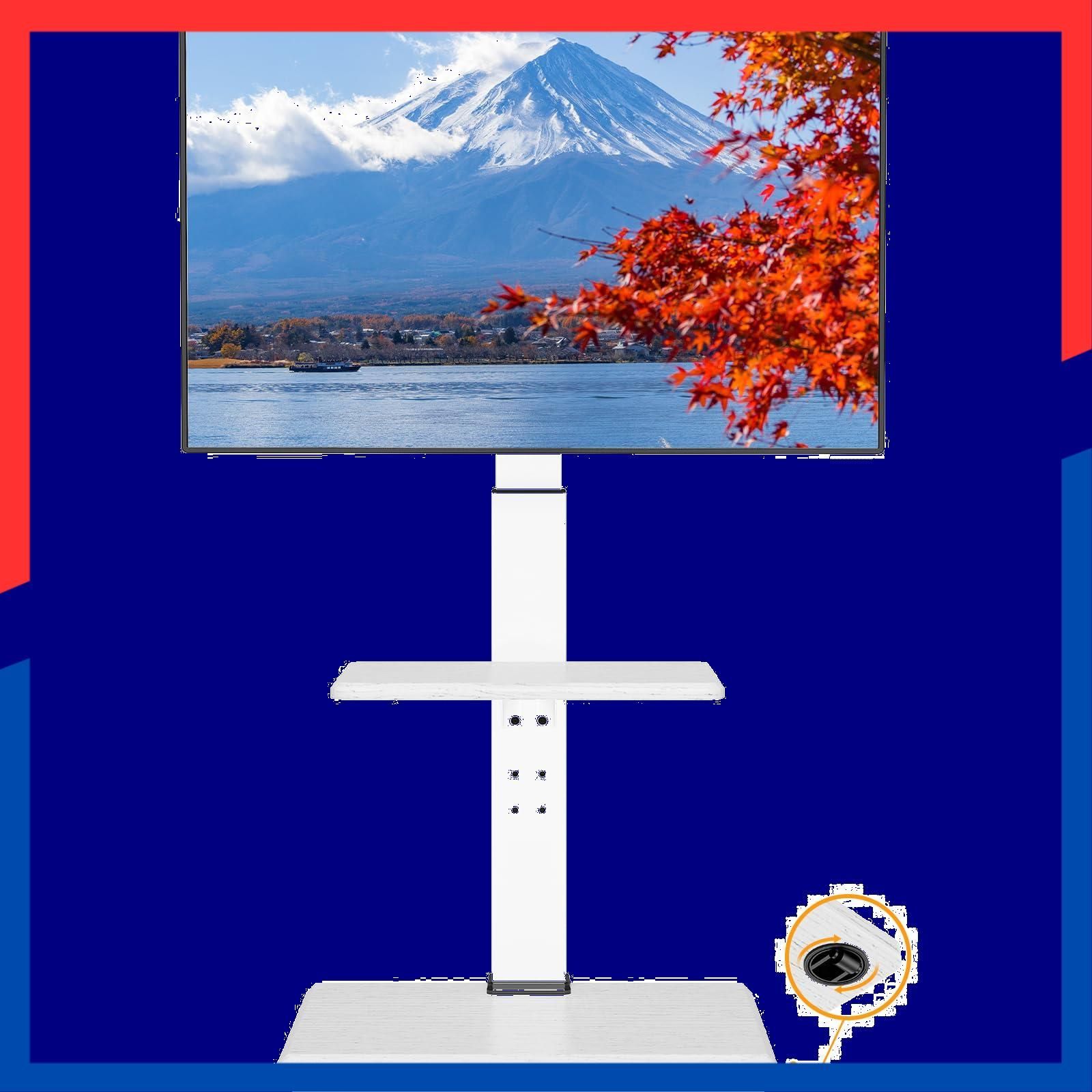 商品 耐荷重40kg stand VESA75x75mm~VESA400x400mm tv 自立式 8段階高さ調整 移動式 tvスタンド 左右±40度首振り ハイタイプ 壁寄せ テレビ台 上下±5度調整 隠しキャスター付き 30~60インチ対応 木目調ホ