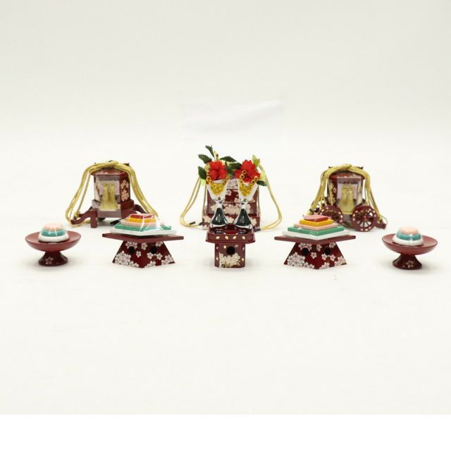 アウトレット品 雛人形 道具単品 25号 雛道具6点セット 夢桜 朱塗 (25a