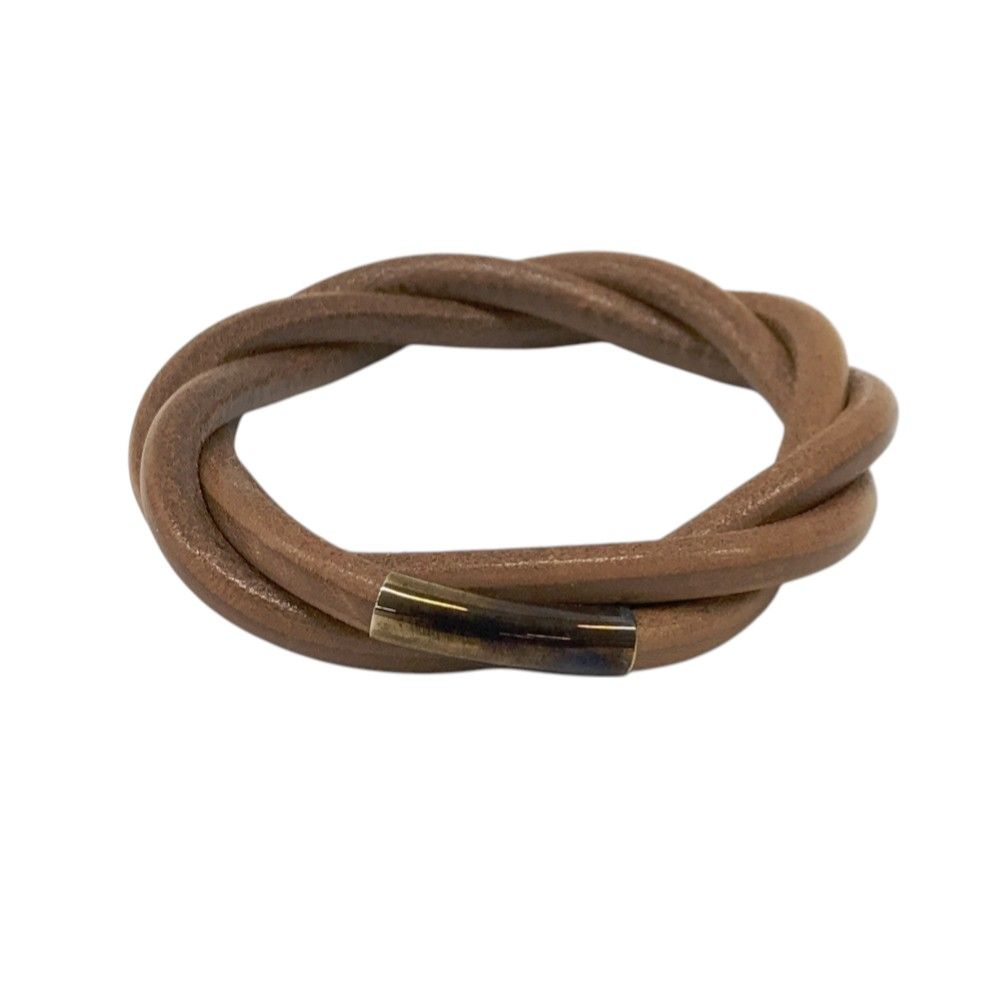 HERMES エルメス トルネード レザー ブレスレット ブラウン系
