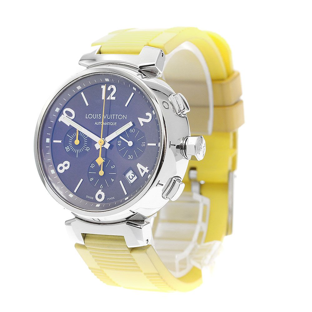  ルイ ヴィトン LOUIS VUITTON Q 1121 タンブール デイト クロノグラフ 自動巻き メンズ箱 保証書付き_911812 自動巻き時計 腕時計(アナログ)