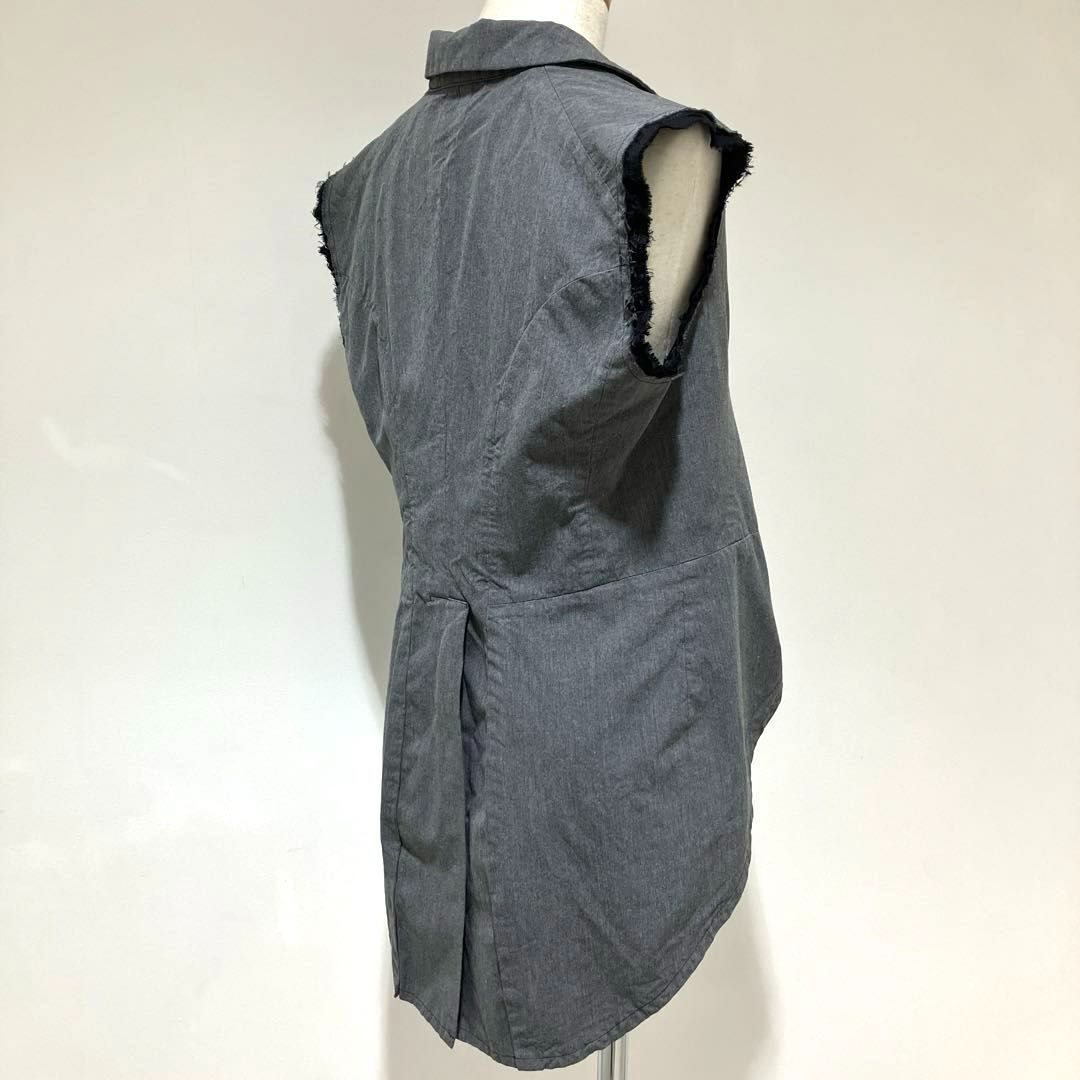 ローブドシャンブル コムデギャルソン robe de chambre  COMME des GARCONS 綿エステルシャンブレー燕尾型ベスト グレー Mサイズ 2002年