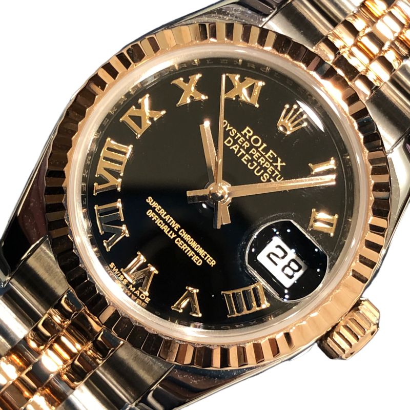 ロレックス ROLEX デイトジャスト26 179171 ブラウン SS/PG レディース 腕時計