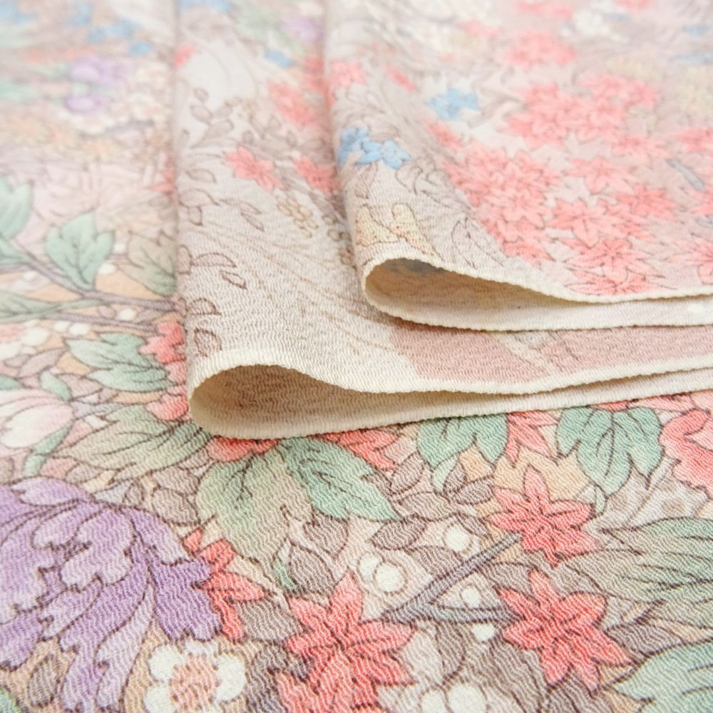 丹後ちりめん 華やか草花柄