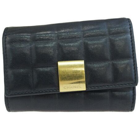 【中古】 シャネル CHANEL チョコバー 6連キーケース ブラック レザー 09EQ636