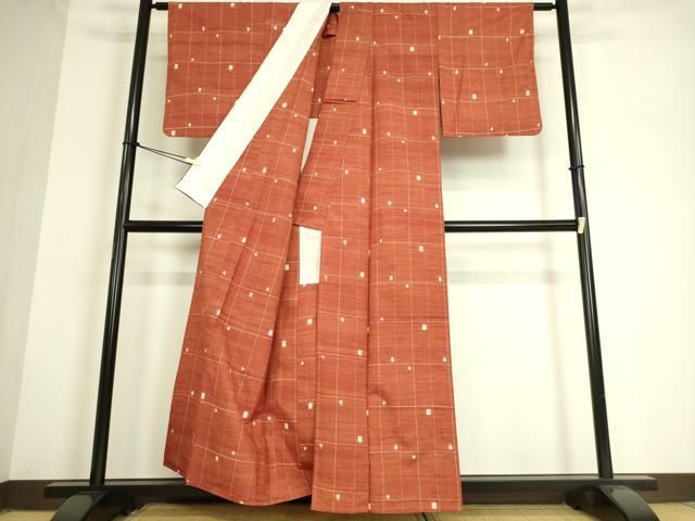 平和屋着物○本場長井紬 置賜紬 麻の葉文 証紙付き 正絹 逸品 CAAQ9161vf