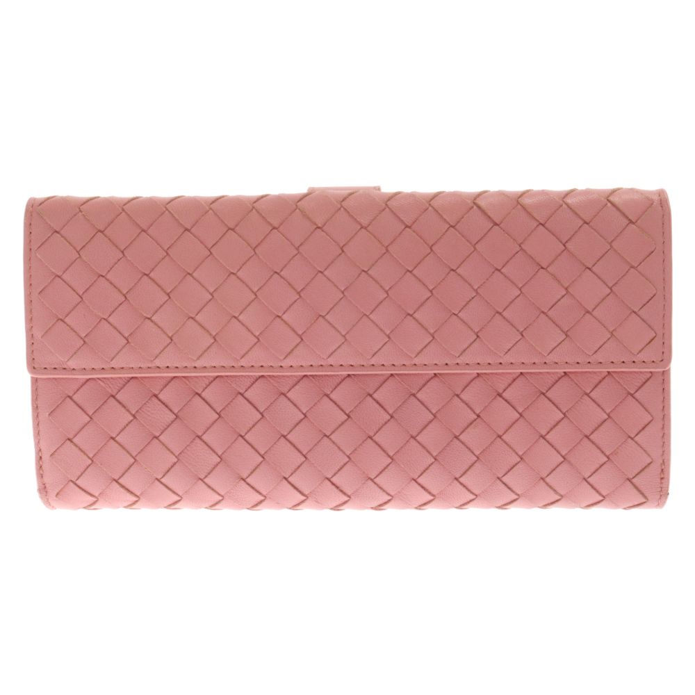 BOTTEGA VENETA♡ピンク 編み込み 長財布 ボッテガヴェネタ 長財布 ピンクレザー編み込み