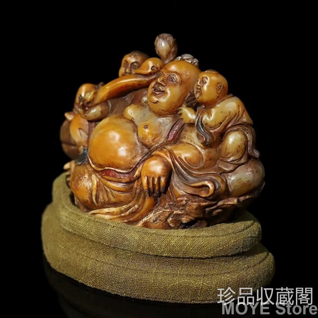 中国古美術 旧蔵寿山石田黄羅漢尊者