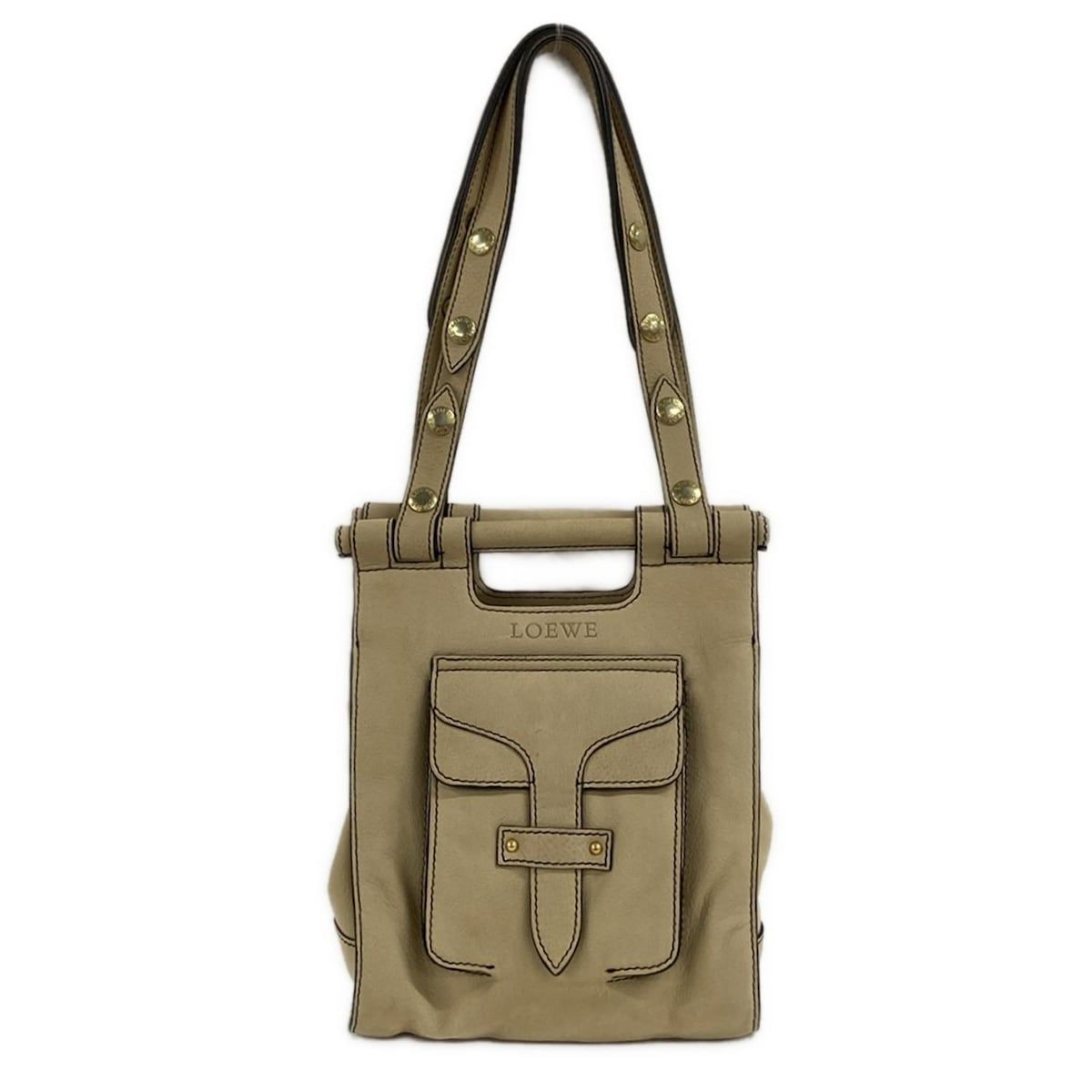 LOEWE ベージュレザーショルダーバッグ