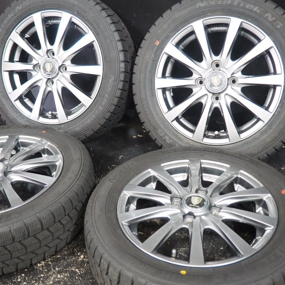 23年製 極上 オートバックス NorthTrek N5 / ユーロスピードG10 【 155/65R14 / 4.5J +43 100 4H 4本 】 スタッドレス ワゴンR スペーシア タント NONE NWGN NBOX等