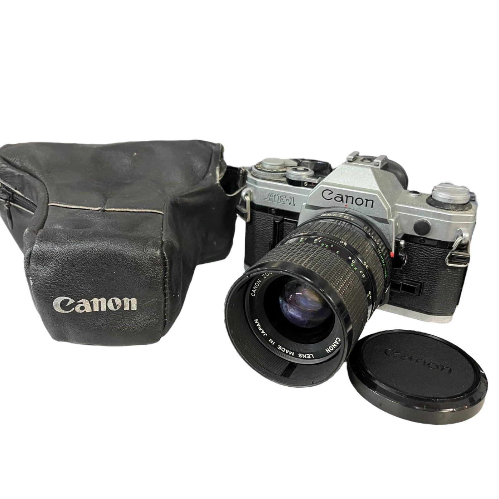 管30123 CANON キヤノン AE-1 ブラック フィルム一眼レフカメラ 取替え ズームレンズ 35-70mm 1 4 ケース付き 撮影機材 コレクション 動作未