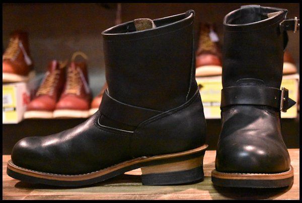 【8D 良品 07年】レッドウィング 8182 ショート エンジニア 黒 ブラック ハーネス スチールトゥ ブーツ redwing 2976 HOPESMORE【ED263】