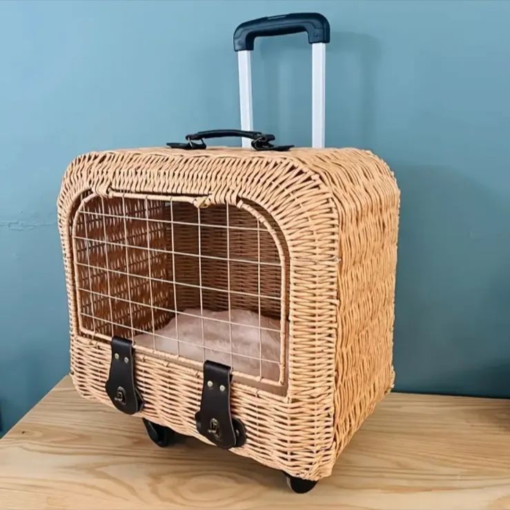 ペット用 ラタン編み キャリーゲージ