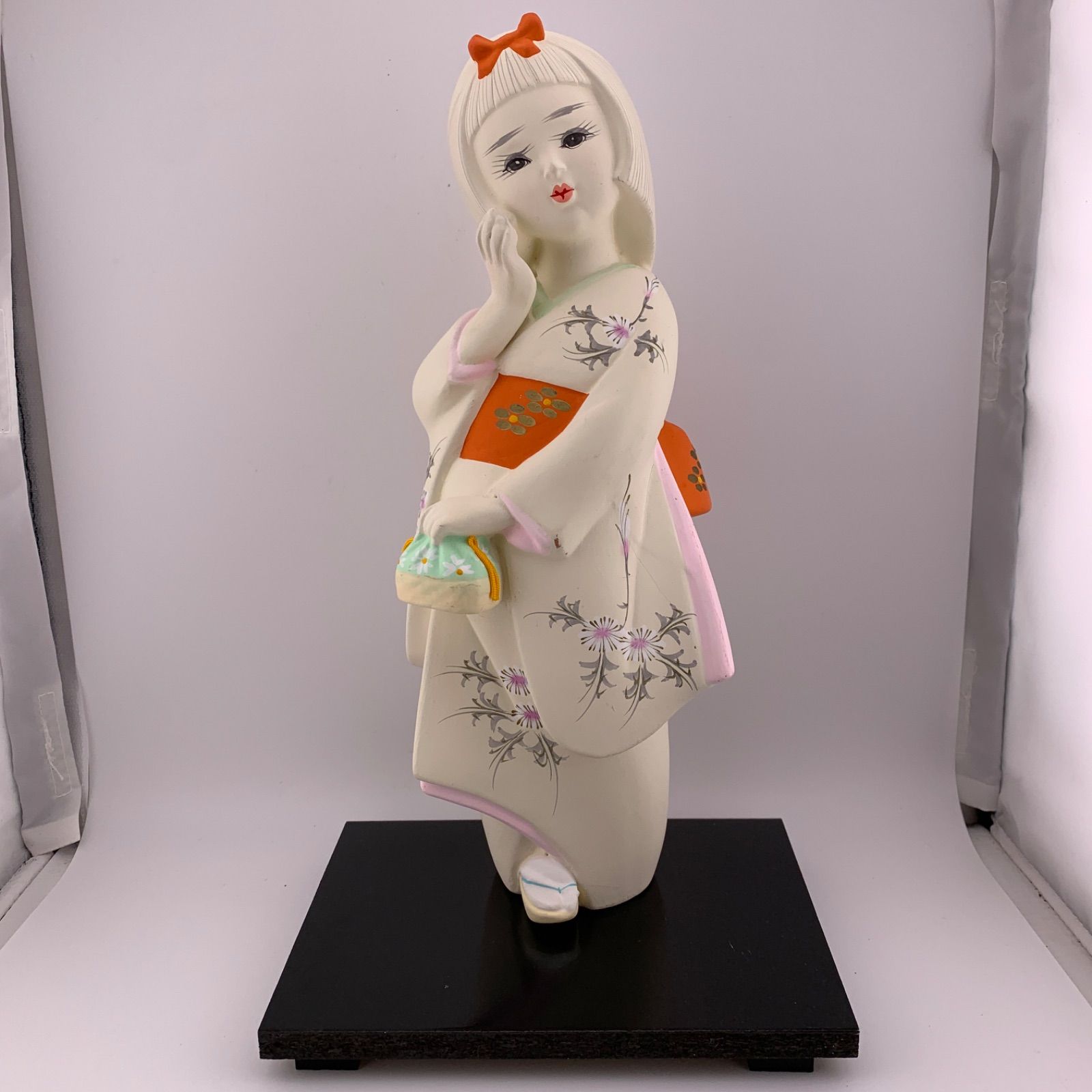 博多人形 5210 置物 伝統工芸品 陶器人形 創作人形 日本人形 少女 浴衣 着物 インテリア 昭和レトロ 飾り　【S80475】