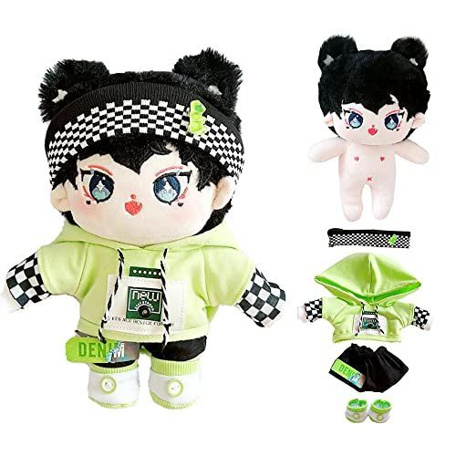 A-1 niannyyhouse 20cm ぬいぐるみ 裸の赤ちゃん 通常の体 ドール 着せ替え ゆるい ヘッドバンド パーカー ズボン 靴 綿人形服 A-1